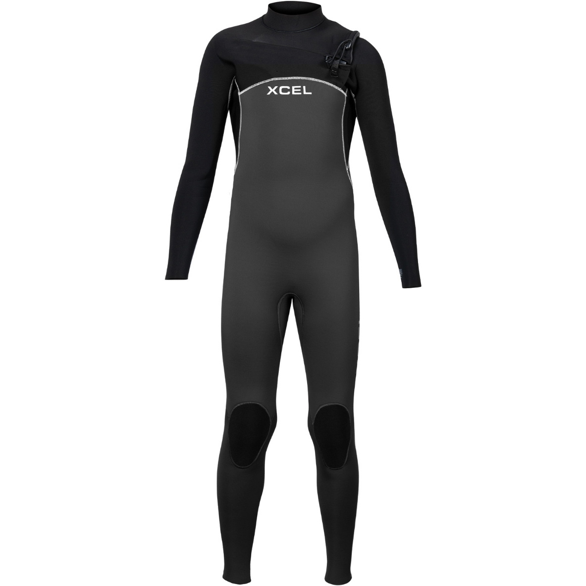 2026 Xcel Junior Comp 4/3mm Chest Zip Wetsuit KN43ZXC4GY - Graphite / Black